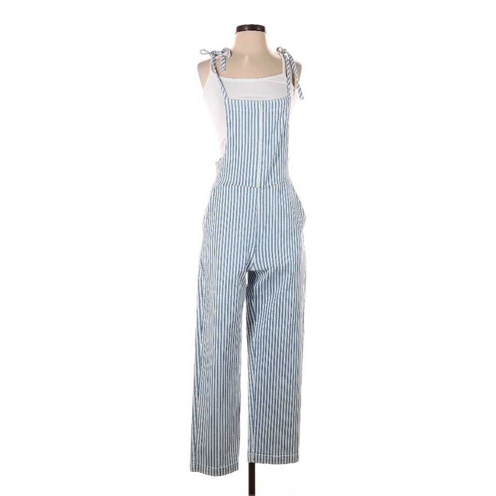 Madewell Blue and White Striped Overalls